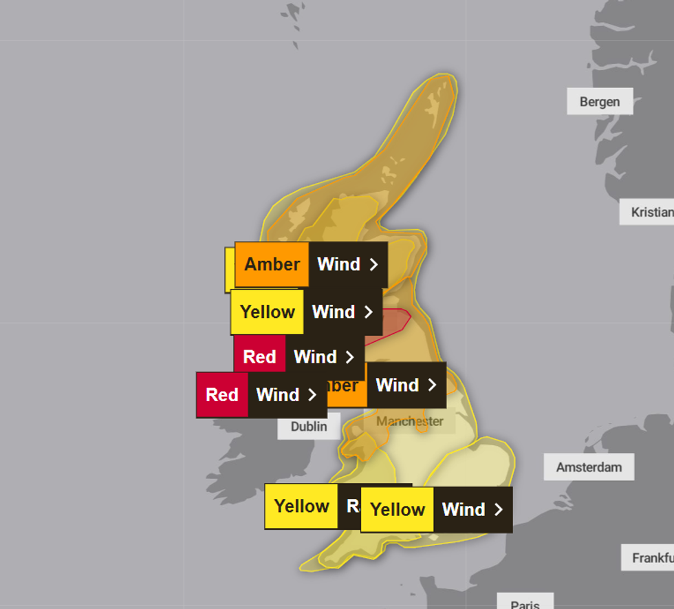 Met Office red weather warning