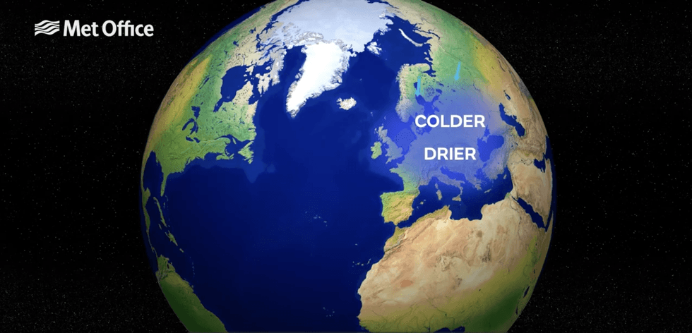 Met Office showing colder conditions clash with drier conditions
