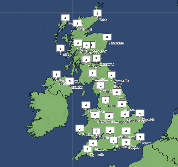 Met Office temperature map