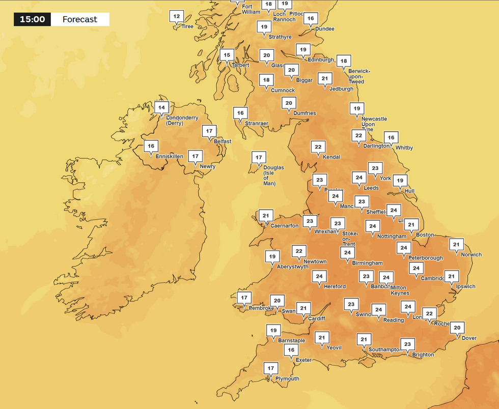 Met Office temperature map
