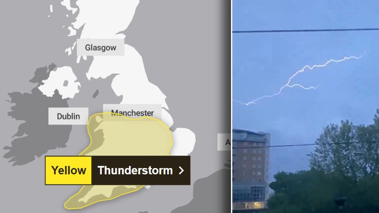 Met Office thunderstorm warning and lightning