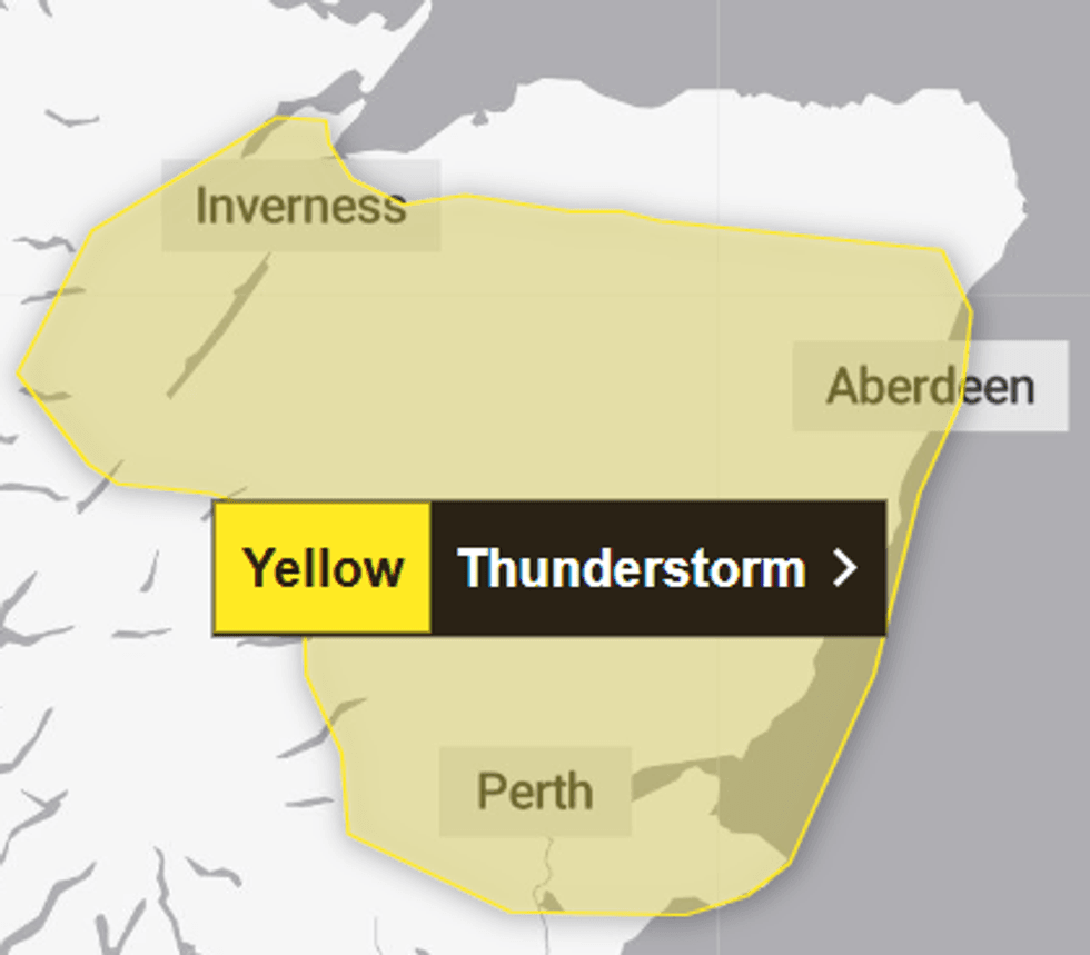 Met Office thunderstorm warning