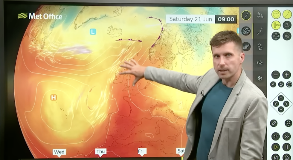 Met Office\u2019s Alex Burkill describes hot air coming into the UK
