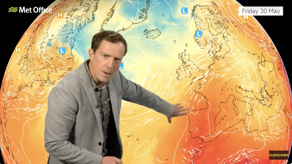 Met Office\u2019s Alex Deakin describes hot air coming up from the south