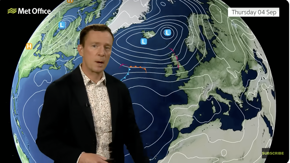 Met Office\u2019s Alex Deakin shows a low pressure line up to hit UK