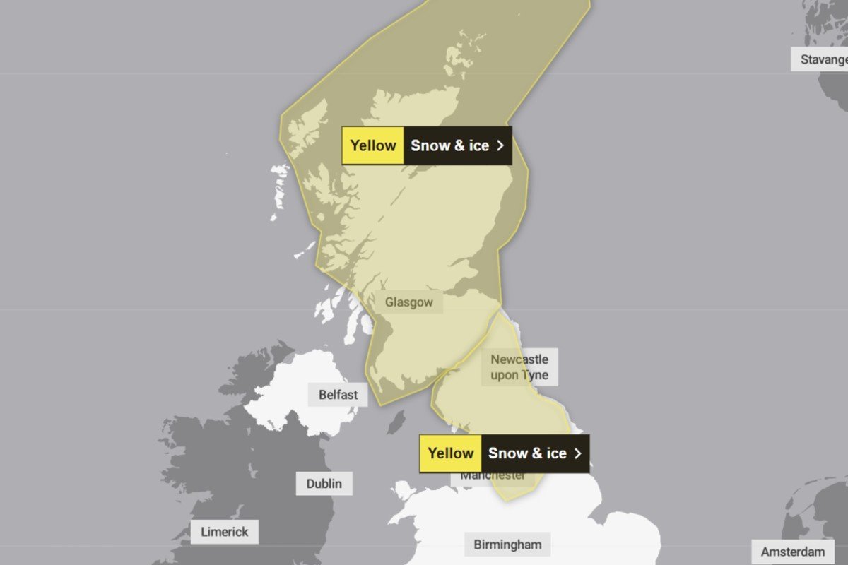 Met Office warning covering Scotland and Nothern England