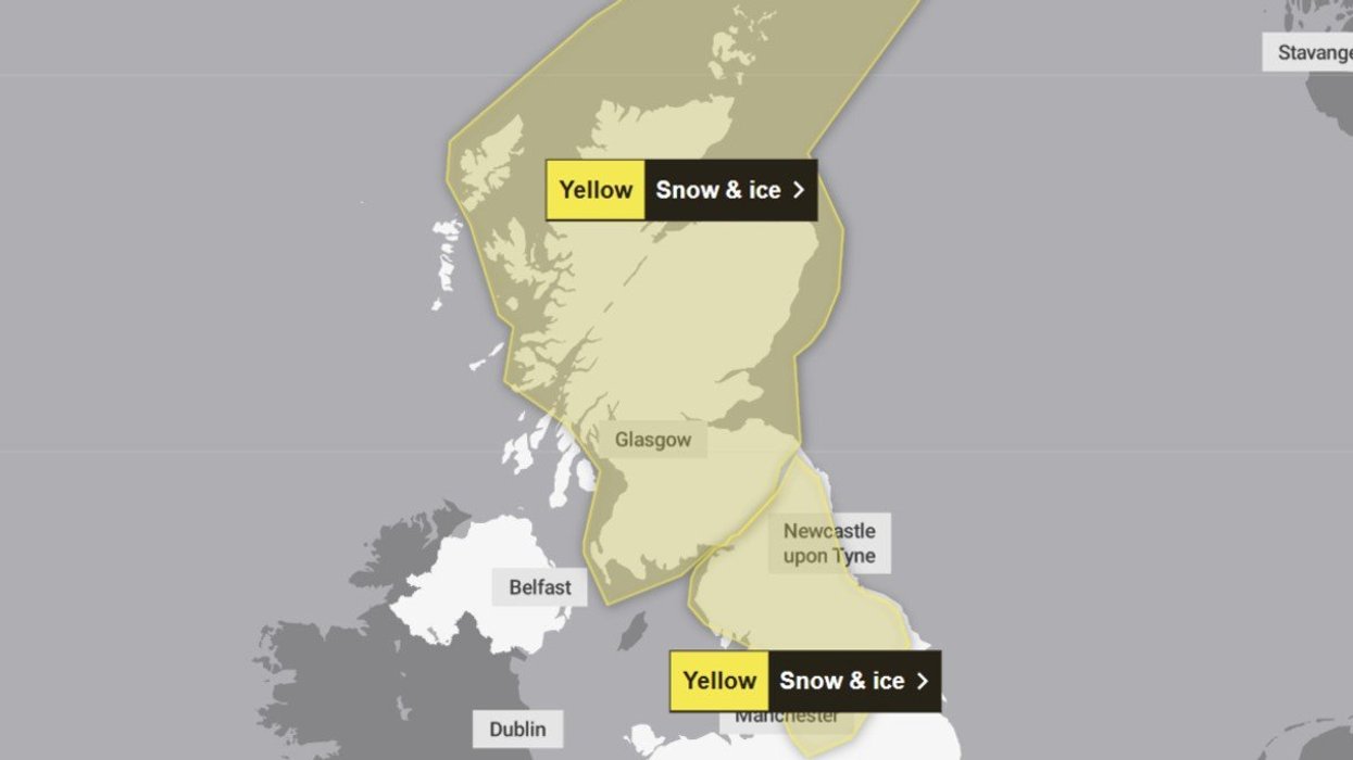 Met Office warning covering Scotland and Nothern England