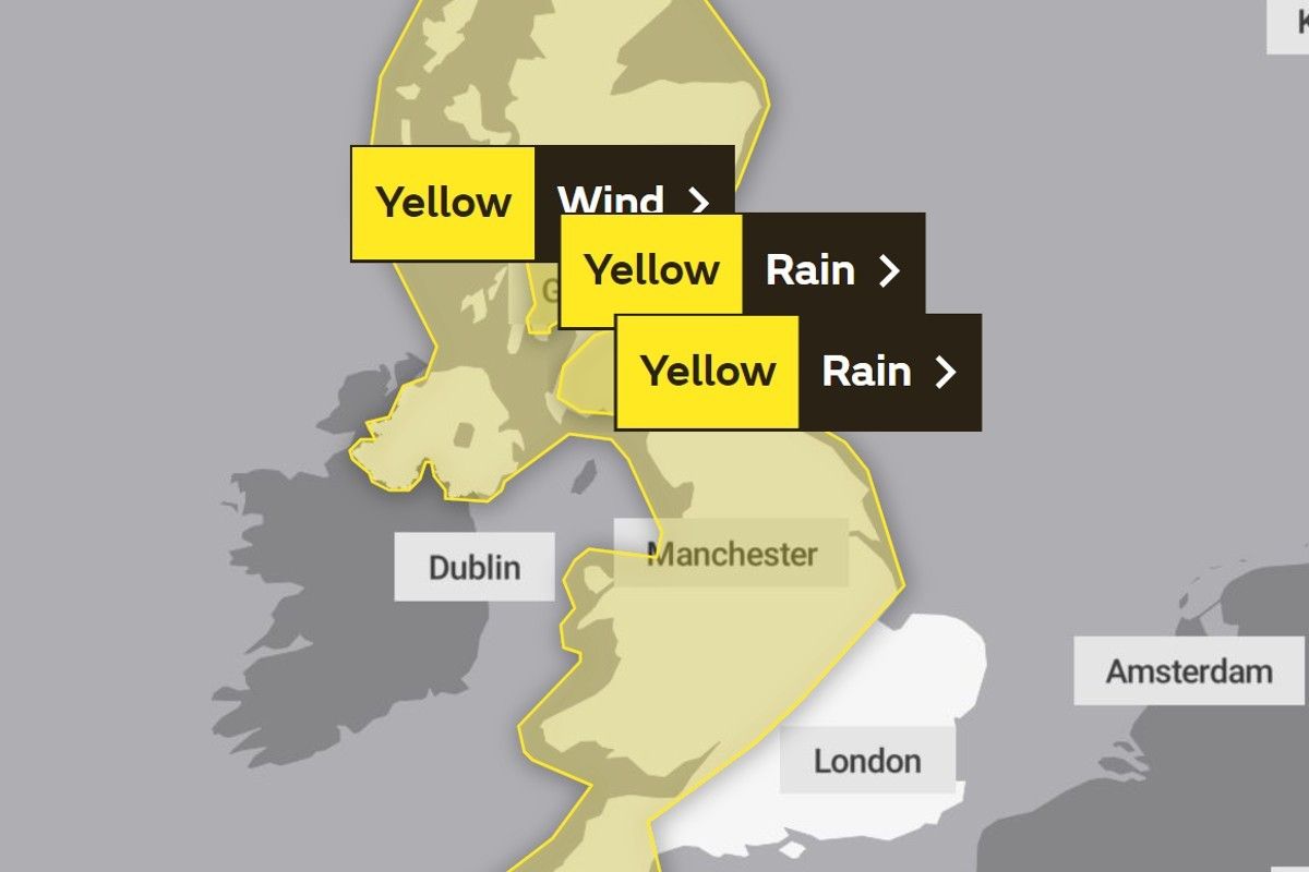 Met Office weather map showing Storm Agnes impact