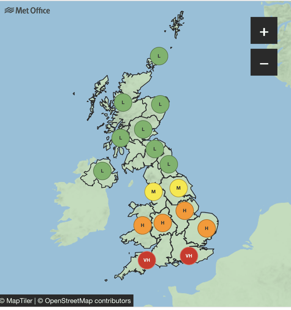 Mapa meteorológico do Met Office