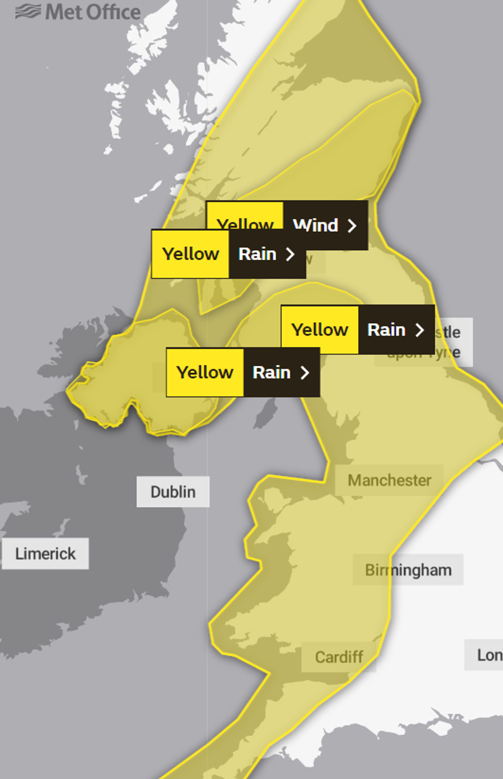 Met office weather warning map