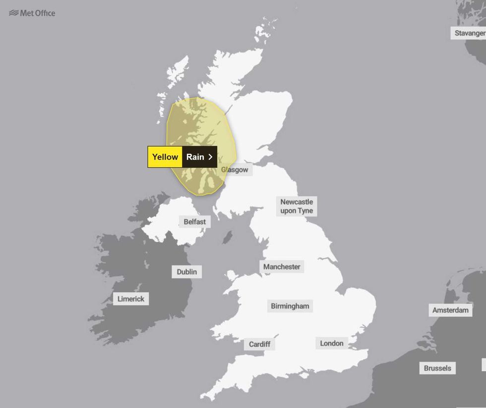 Met Office yellow warning for western Scotland
