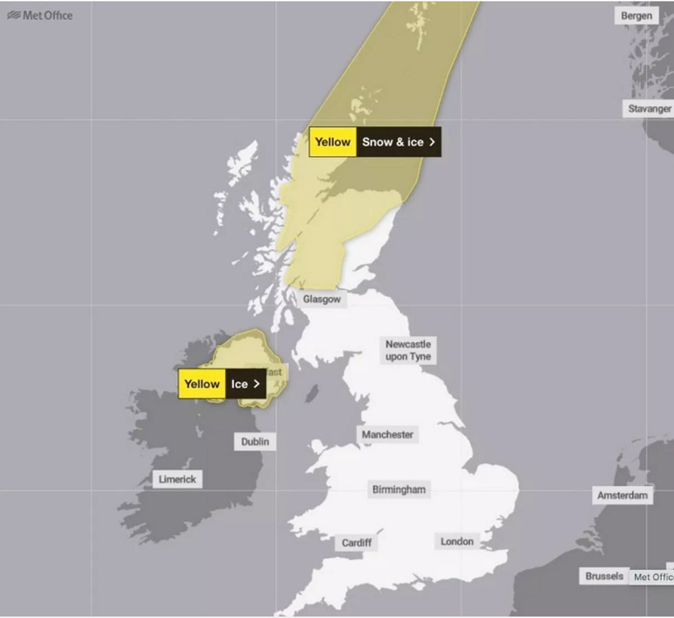 Met Office yellow weather warnings