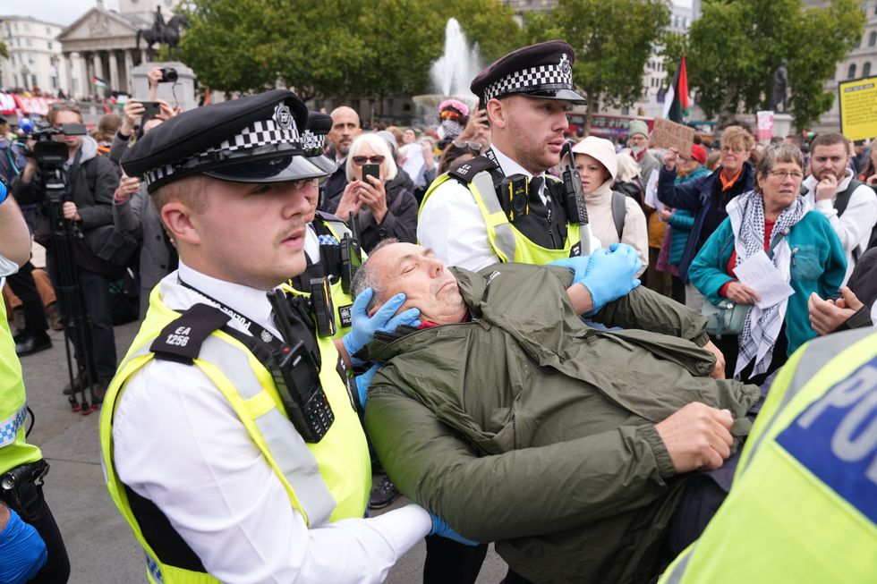 Met Police arresting a Palestine Action supporter