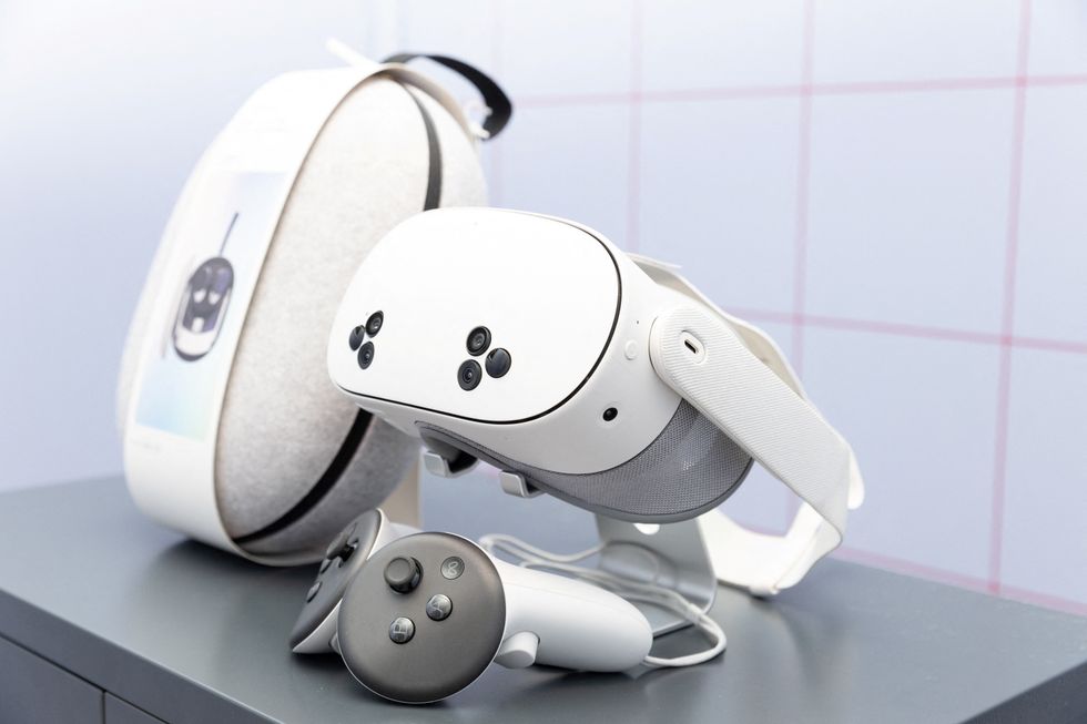 meta quest 3s headset and controllers pictured at the event