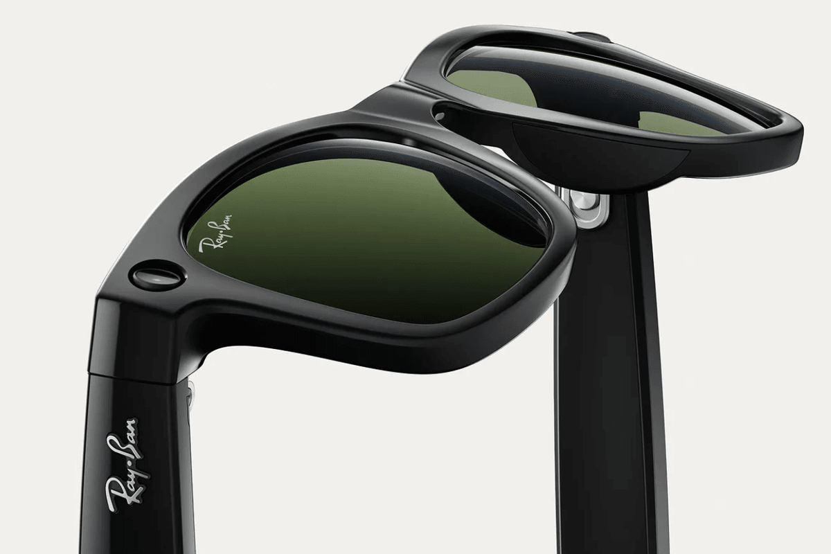 Meta Ray Ban glasses on a grey background