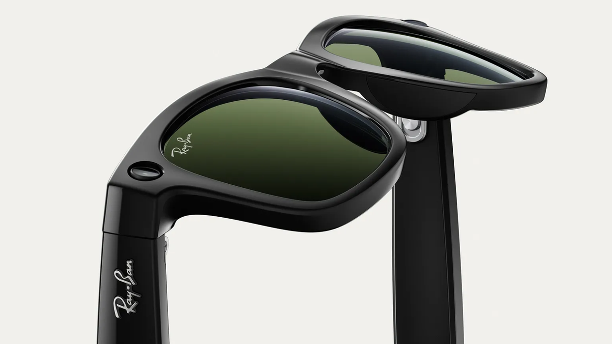 Meta Ray Ban glasses on a grey background