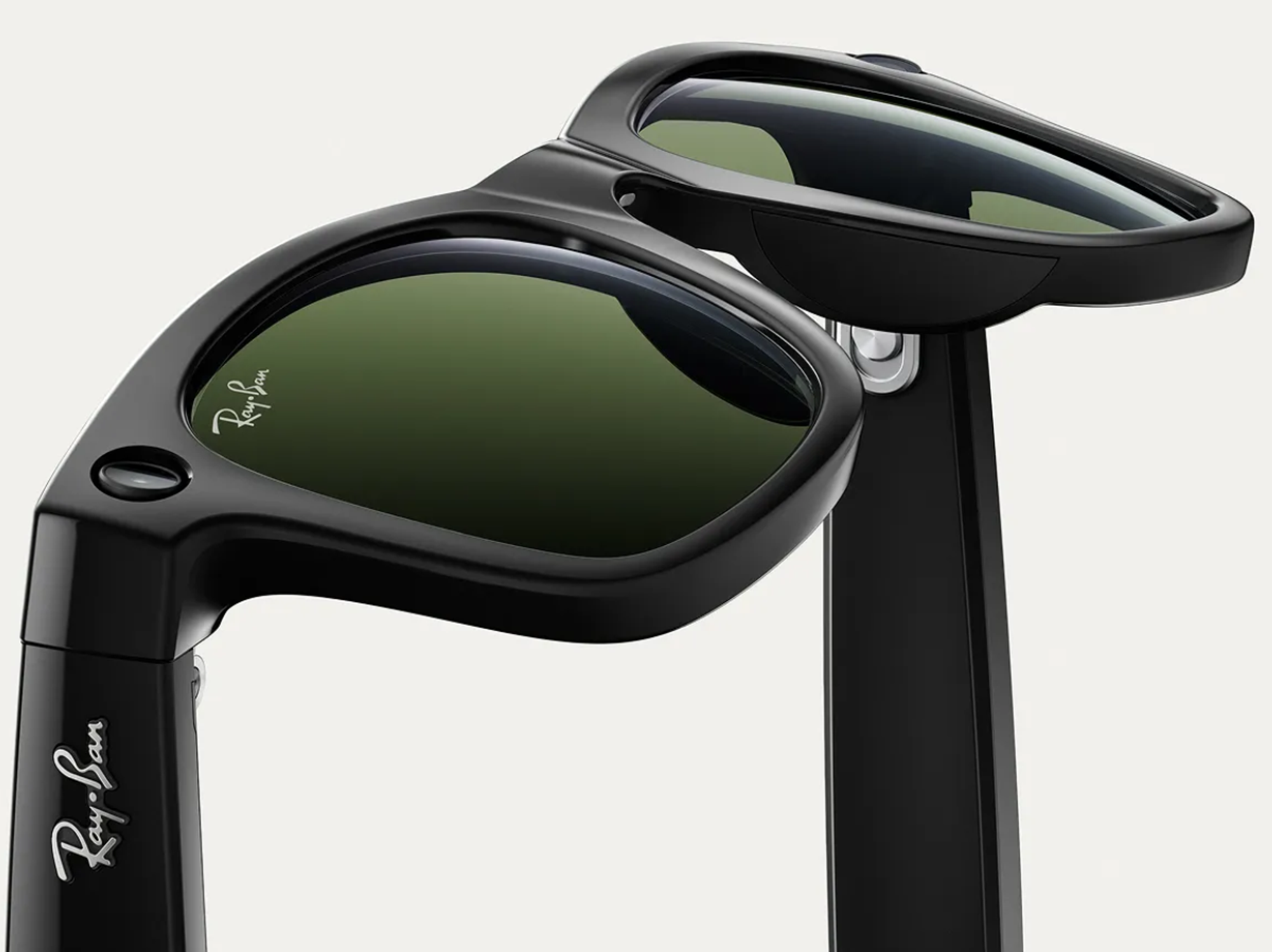 Meta Ray Ban glasses on a grey background