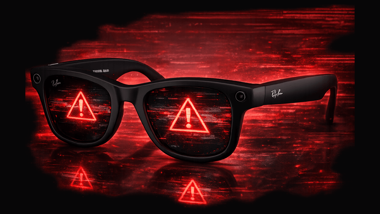Meta Ray-Ban glasses with red warning symbols