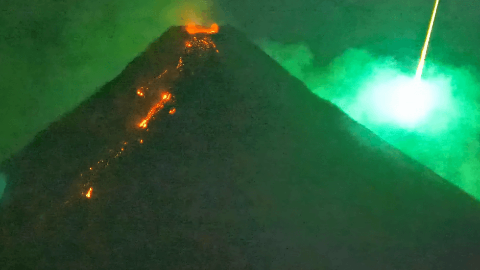 Meteor exploding above Mount Mayon
