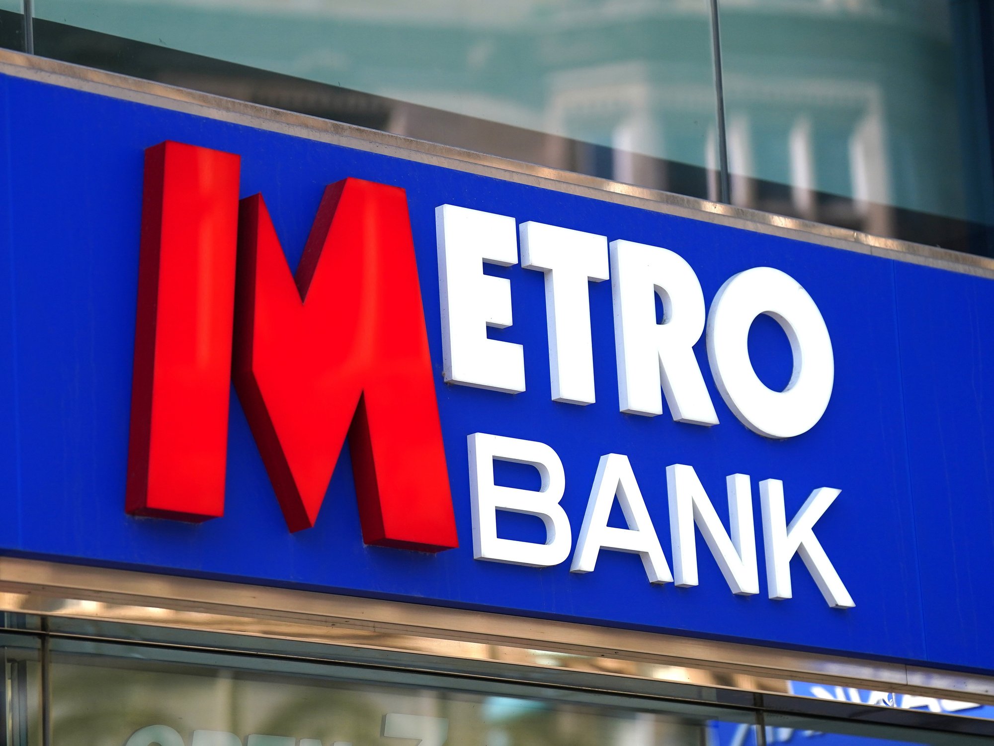 Metro Bank logo outside bank branch