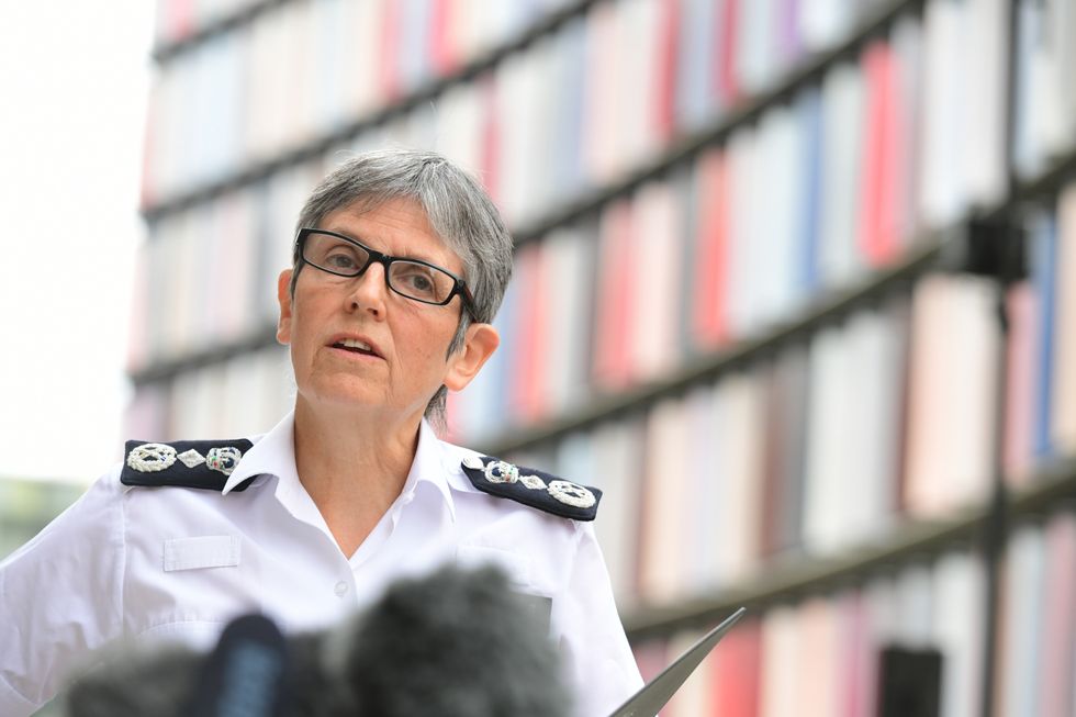 Metropolitan Police Commissioner Cressida Dick speaking outside the Old Bailey in central London after Metropolitan Police officer Wayne Couzens pleaded guilty to the murder of Sarah Everard.