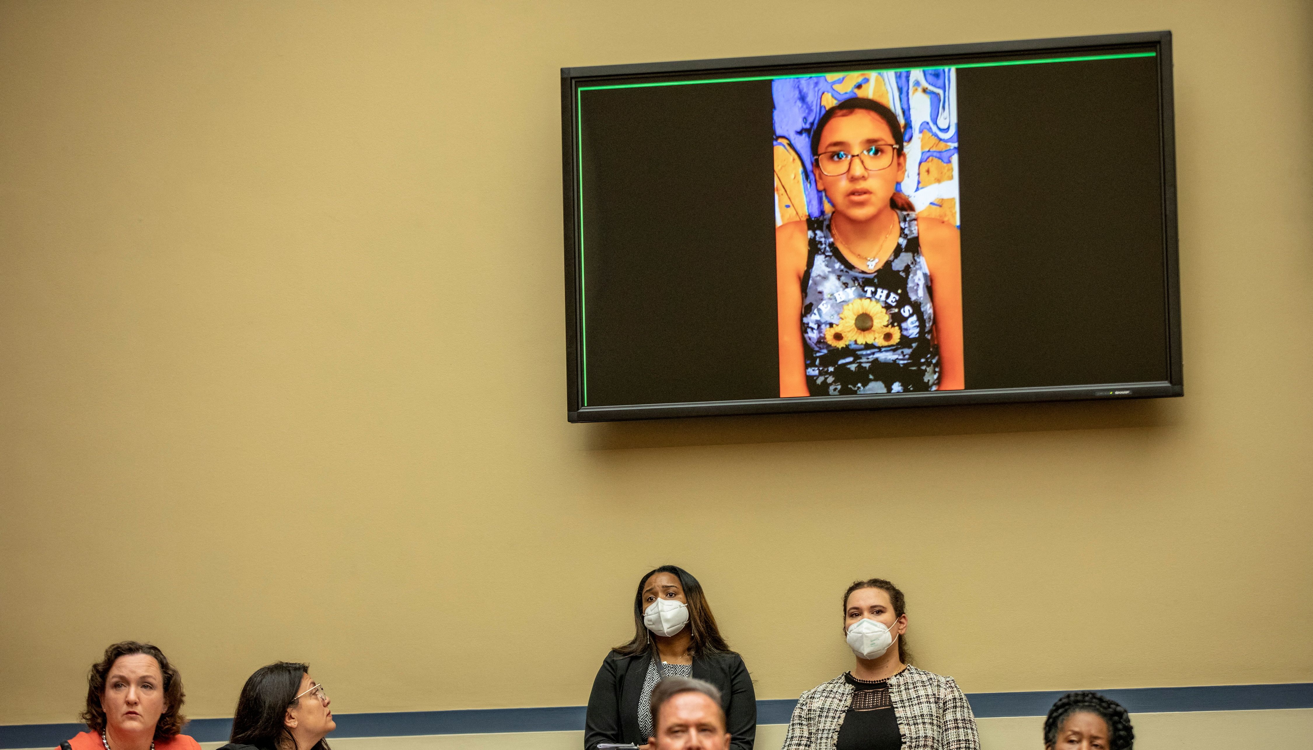 Miah Cerrillo, survivor and Fourth-Grade Student at Robb Elementary School in Uvalde, Texas, testifies during a House Committee on Oversight and Reform hearing on gun violence on Capitol Hill in Washington, US.