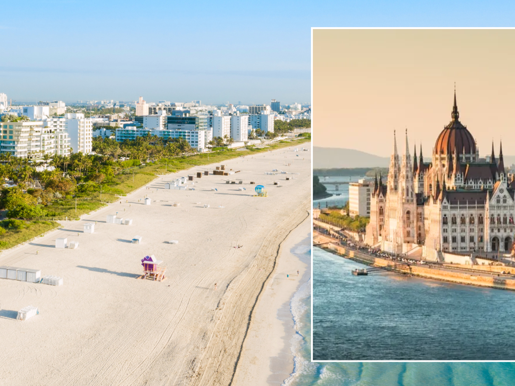 Miami Florida beach and city / Budapest