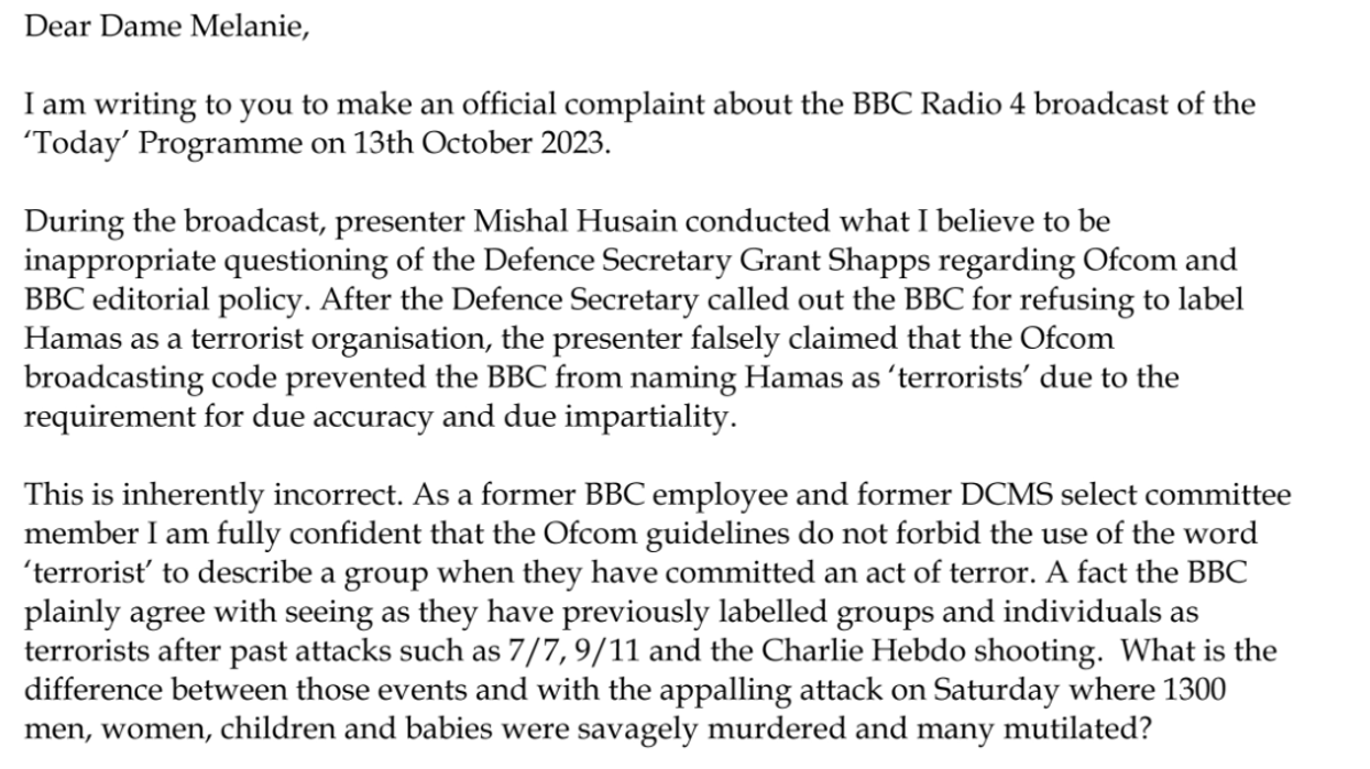 Michael Fabricant letter