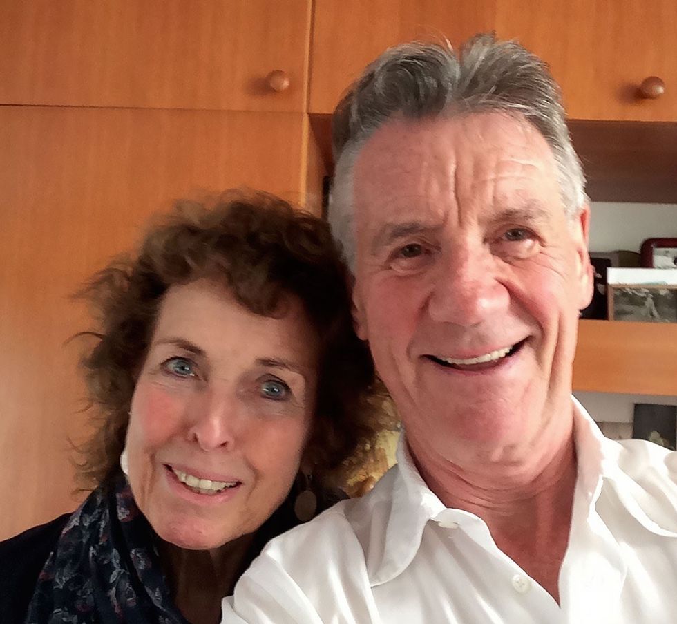 Michael Palin smiling with his wife Helen
