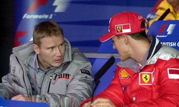 Michael Schumacher and Mika Hakkinen tussled off and on the circuit
