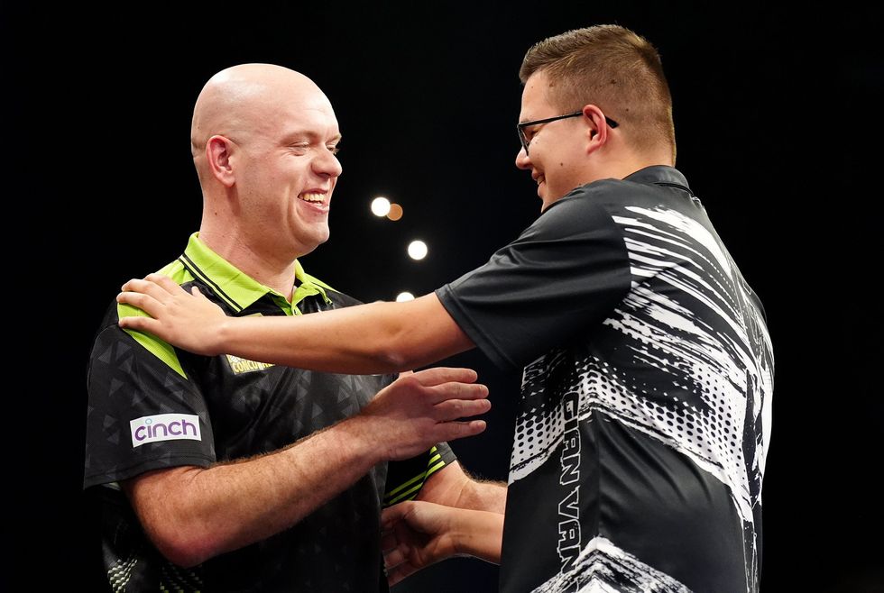 Michael van Gerwen was too strong for Gian van Veen in their Premier League showdown