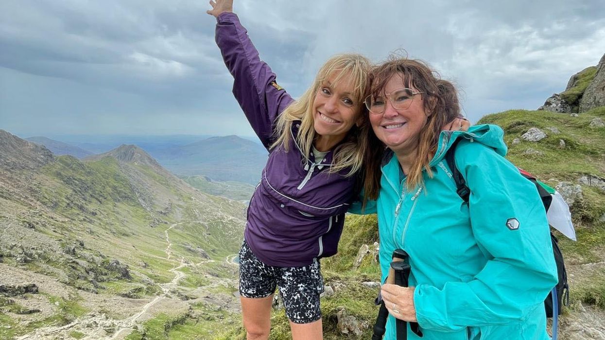 Michaela Strachan and Amanda Lovett filming Pilgrimage