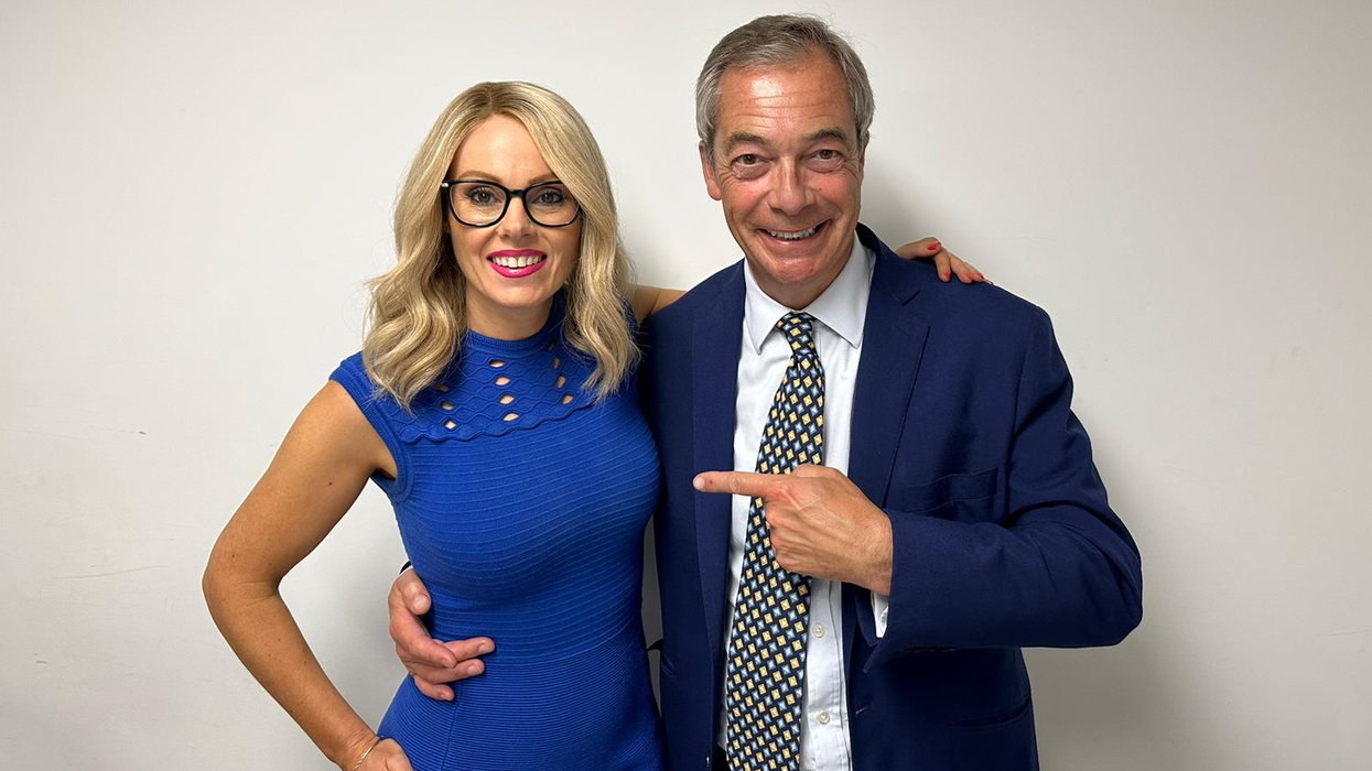 Michelle Dewberry (left) and Nigel Farage (right)