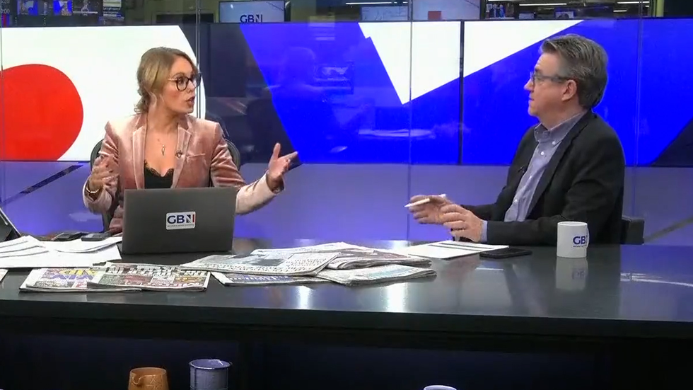 Michelle Dewberry speaking with John McTernan in the GB News studio