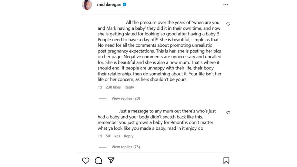 Michelle Keegan Instagram post