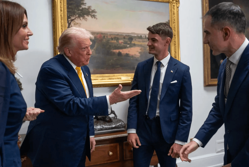Mick Booker meeting Donald Trump in the White House alongside Bev Turner and Ben Leo