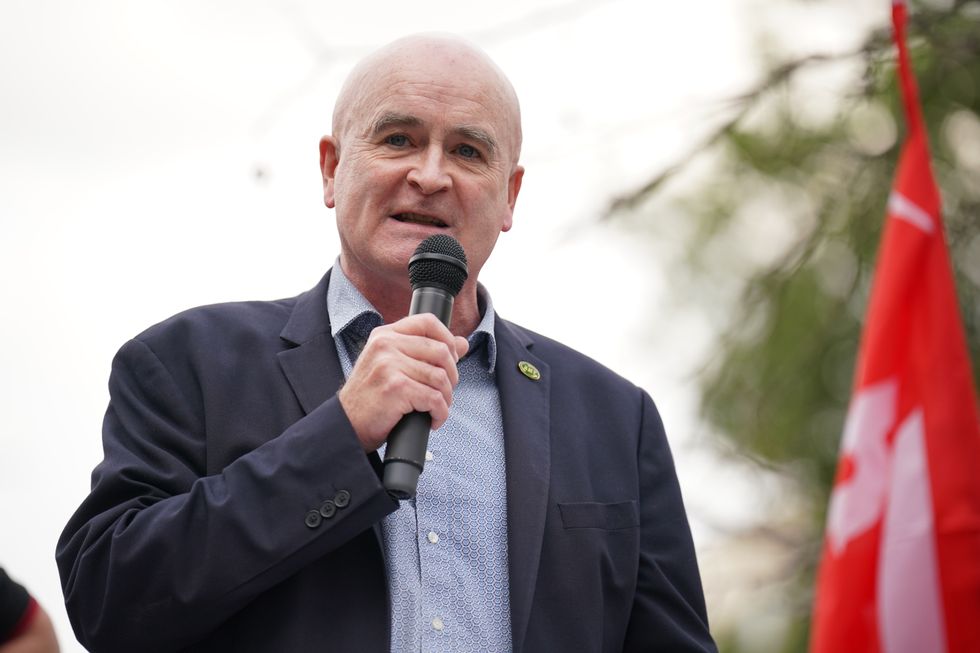 Mick Lynch speaking on stage