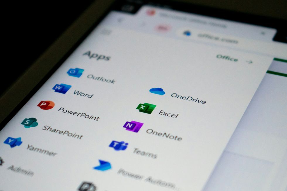 Microsoft apps displayed on tablet