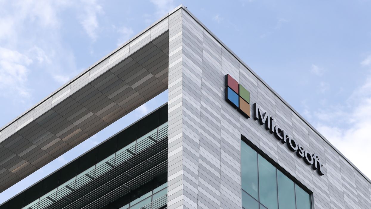 microsoft logo pictured on the outside of its new offices at South County Business Park in Leopardstown, South Dublin