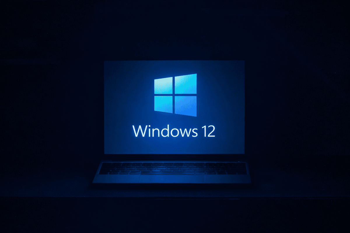Microsoft Windows 12 mockup on laptop
