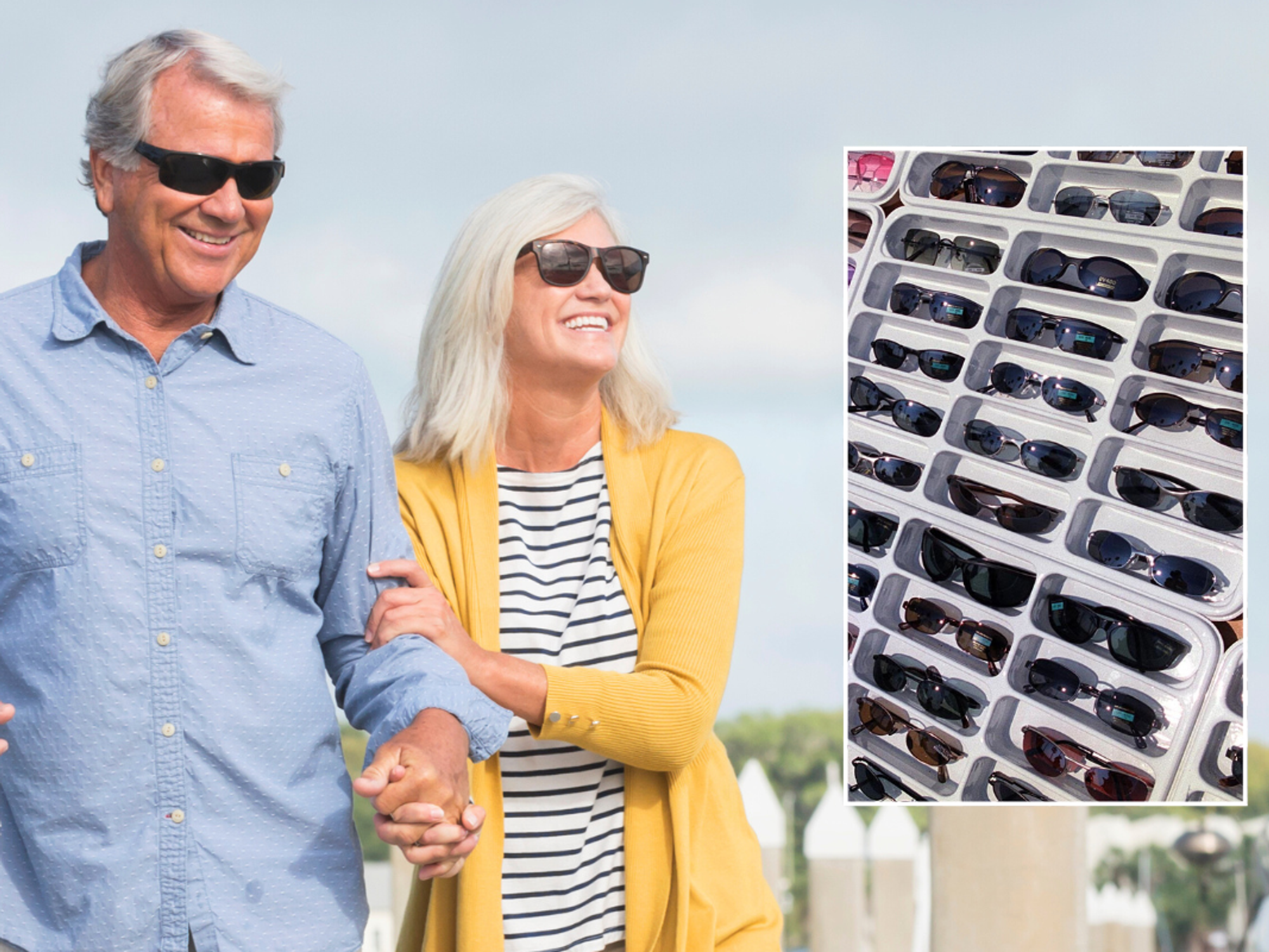 Middle age couple in glasses / sunglasses