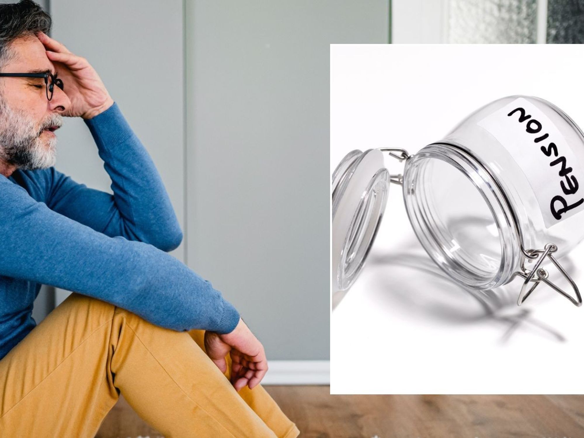 Middle aged man and empty pension pot