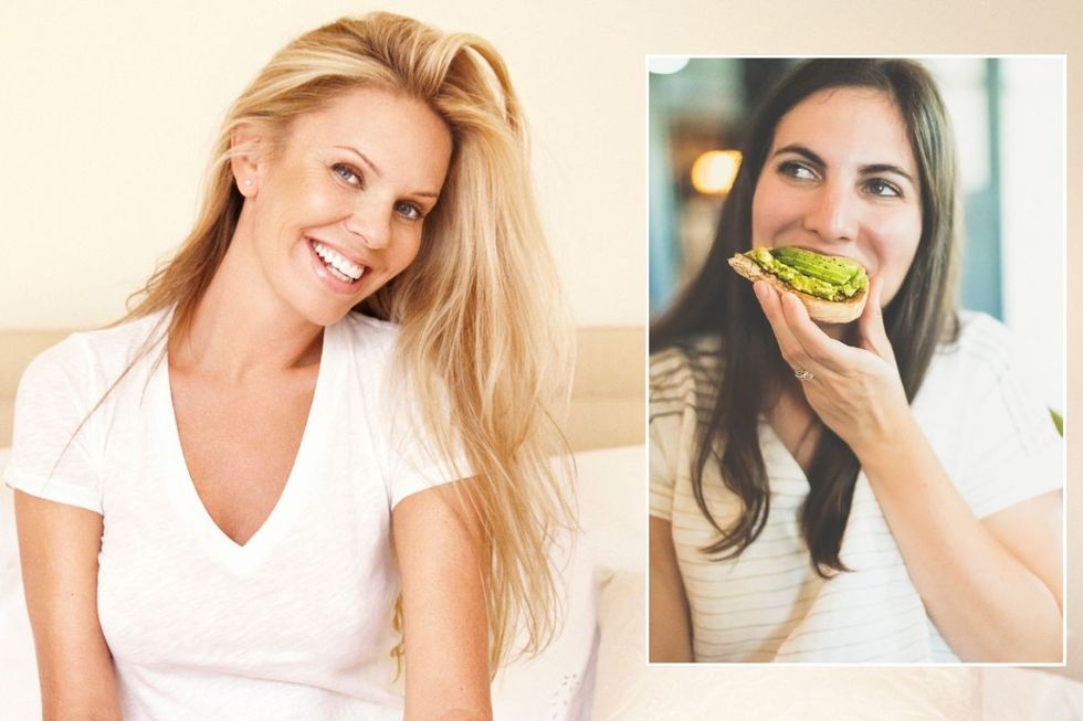 Middle-aged woman / Woman eating avocado on toast