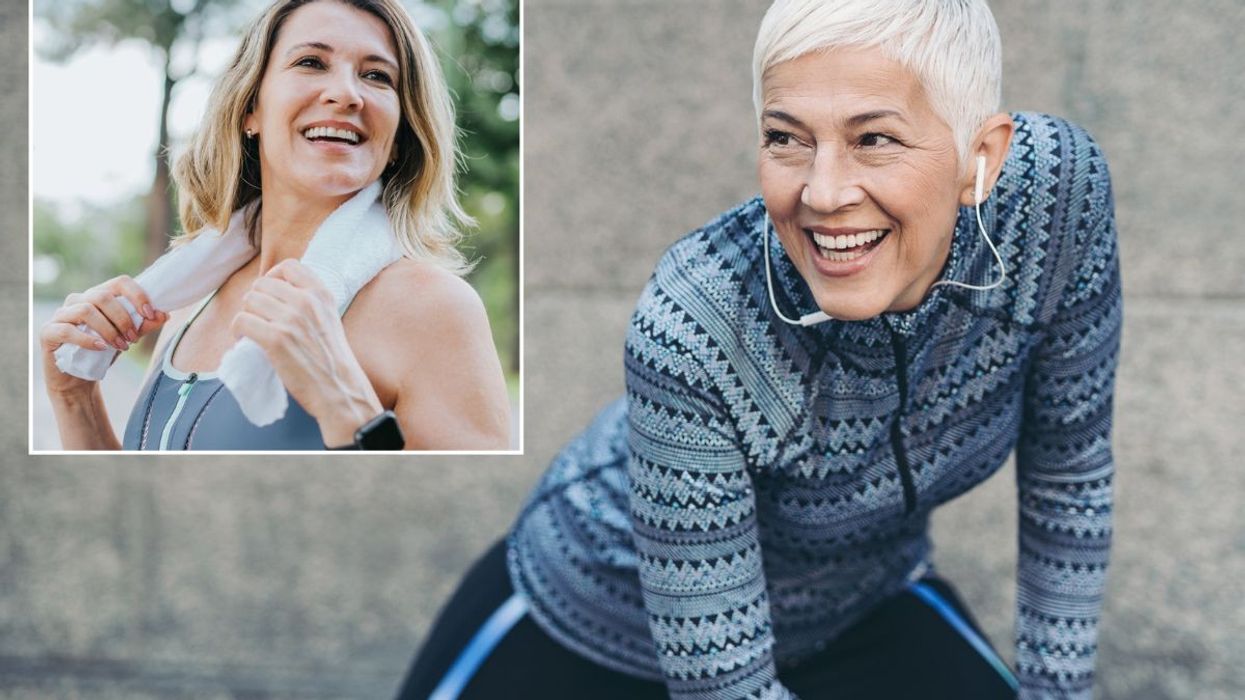 Middle-aged women exercising