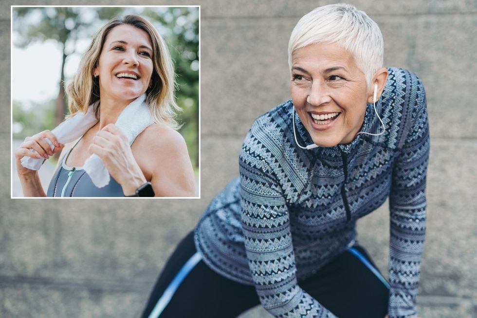 Middle-aged women exercising