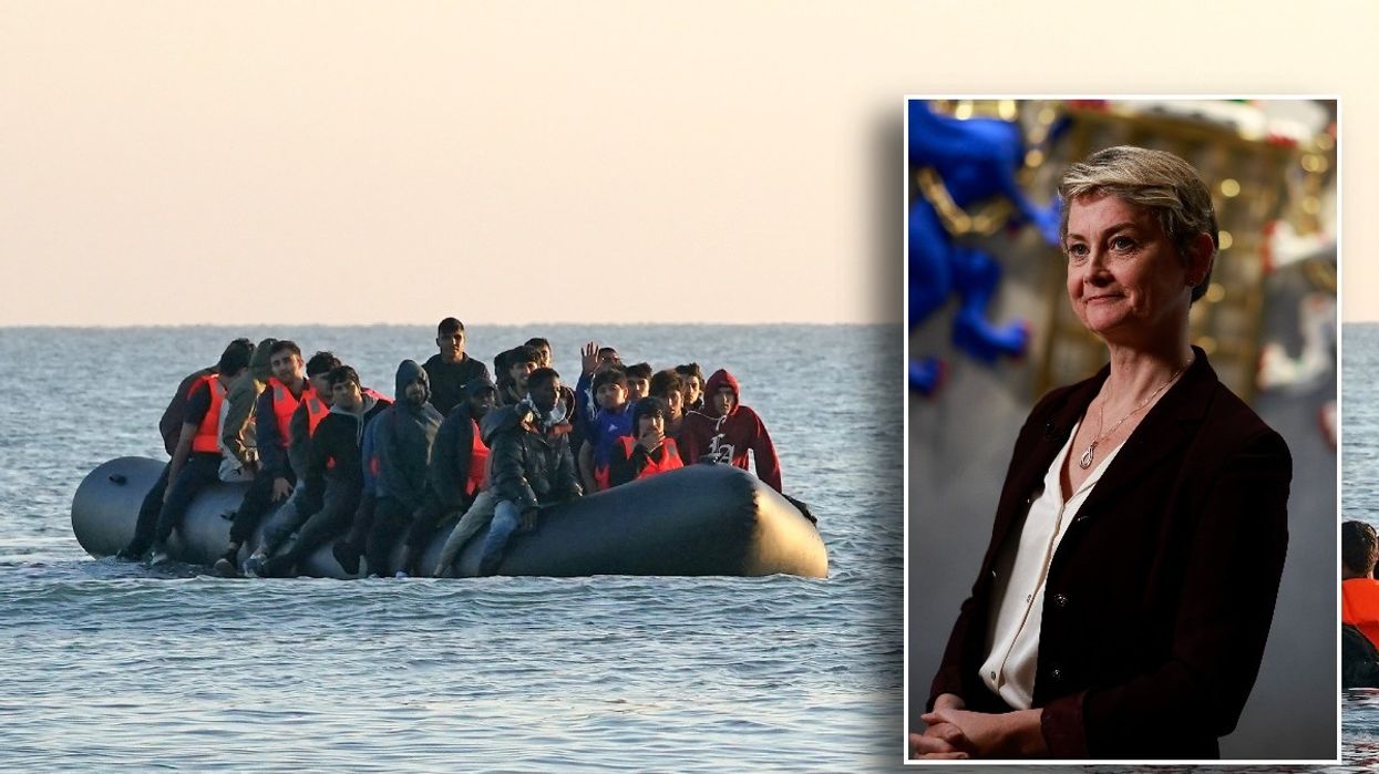 Migrant boat and Yvette Cooper