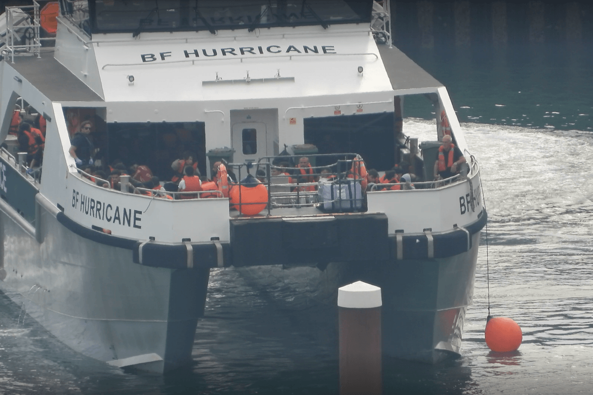 Migrant boat arriving at Dover