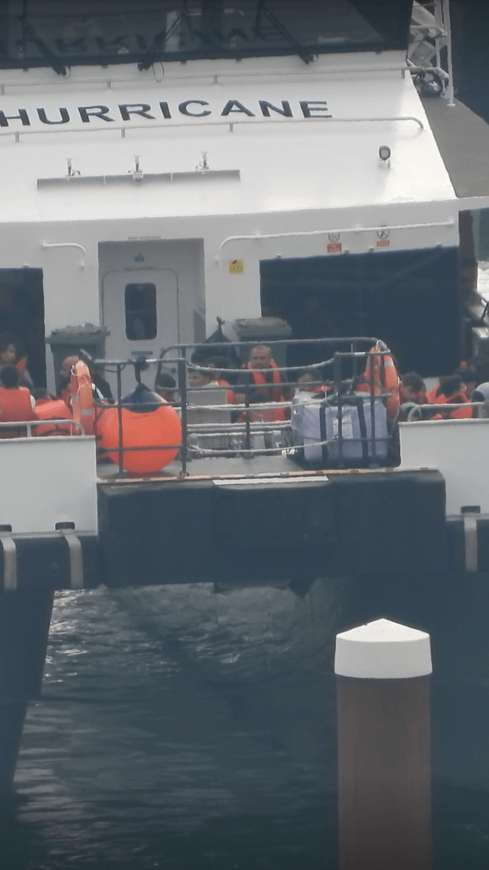 Migrant boat arriving at Dover
