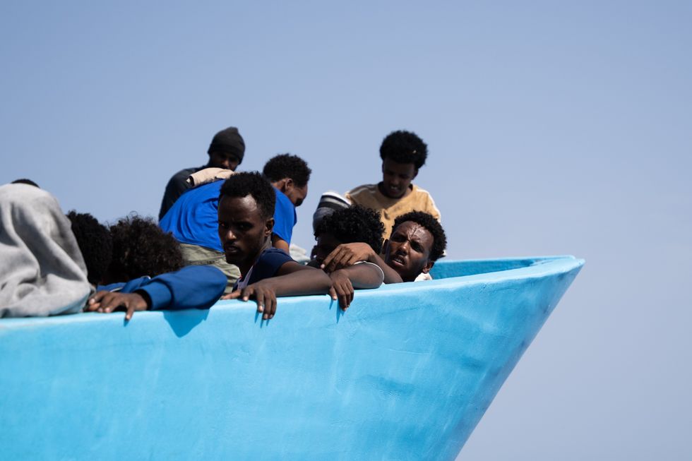 Migrant boat in Mediterranean
