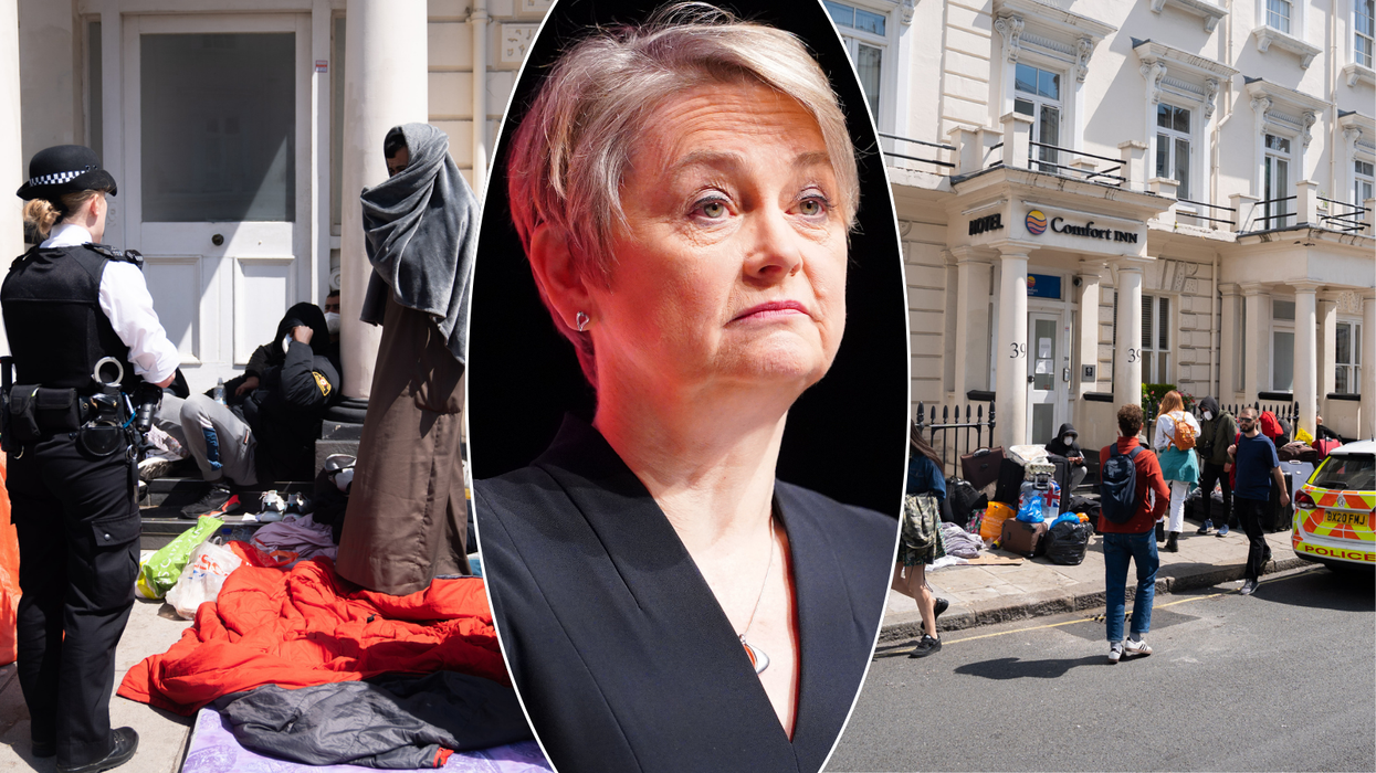 Migrant hotel in London/Yvette Cooper